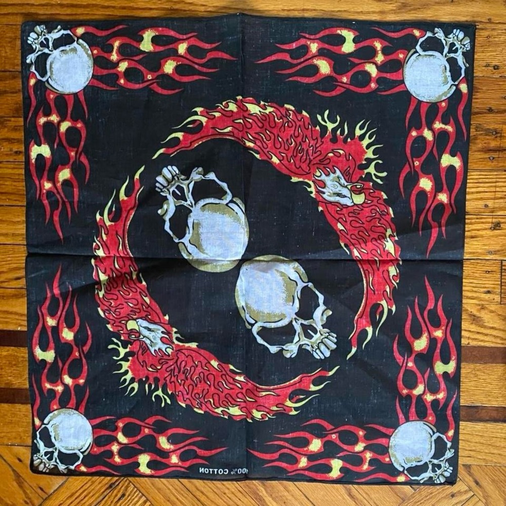Skull and Flames Bandana